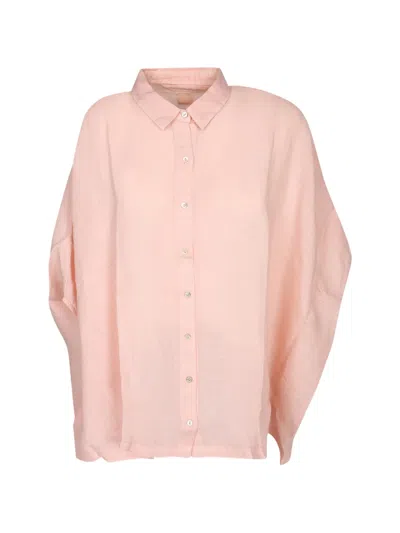 120% Lino Batwing-sleeve Button-up Shirt In Pink