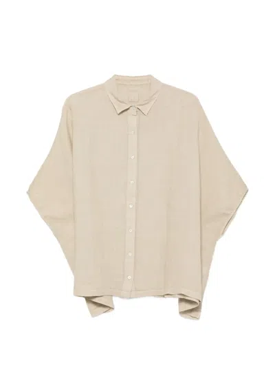 120% Lino Batwing-sleeve Linen Shirt In Neutral