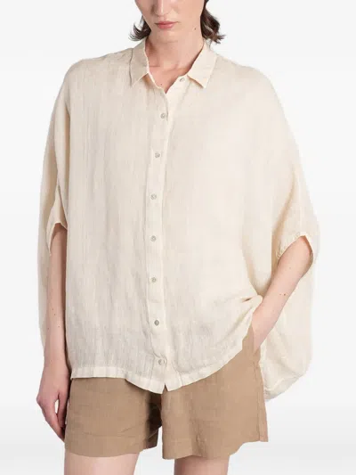 120% Lino Batwing-sleeve Shirt In Neutral