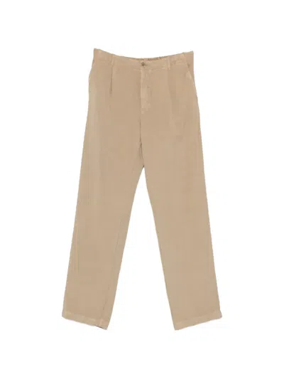 120% Lino Belted Pleated Trousers In Neutral