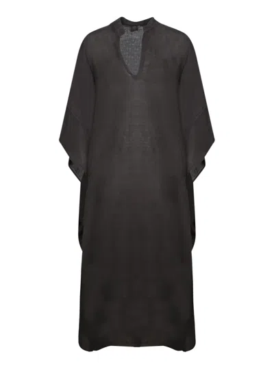 120% Lino Black Linen Kaftan Dress