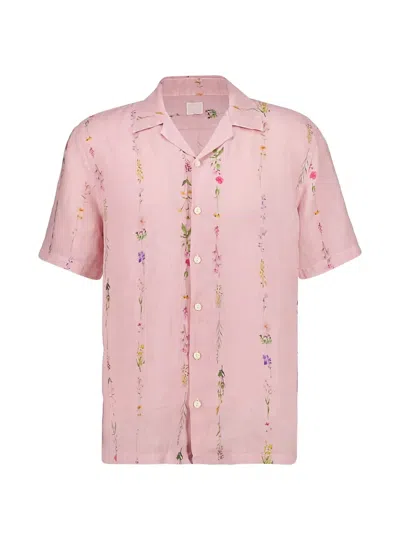 120% Lino Bouquet Regular Fit Linen Shirt In Multi