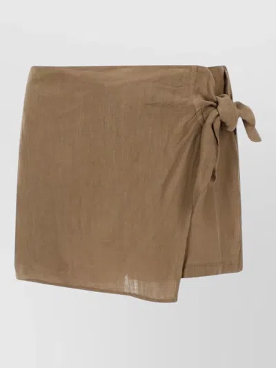 120% Lino Bow Detail Short Length Wrap Shorts