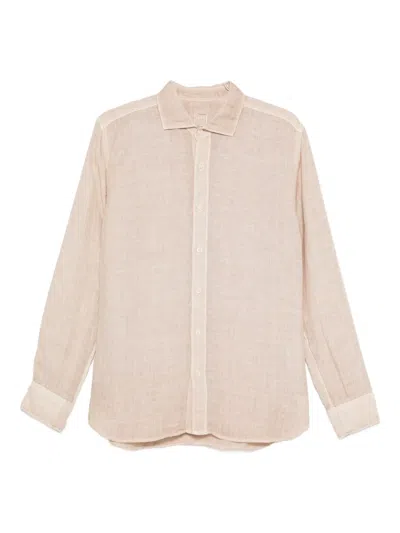 120% Lino Button-down Linen Shirt In Burgundy