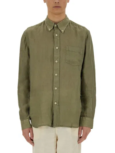 120% Lino Button Down Shirt In Green