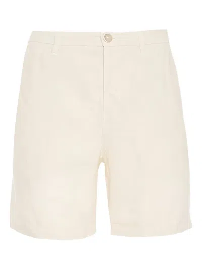 120% Lino Button-fastening Bermuda Shorts In Neutral