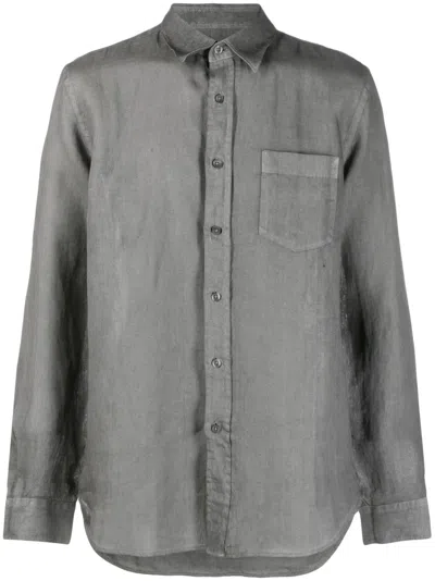120% Lino Button-up Linen Shirt In Gray