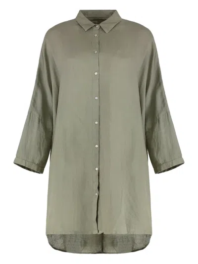 120% Lino Button-up Shirt In Green