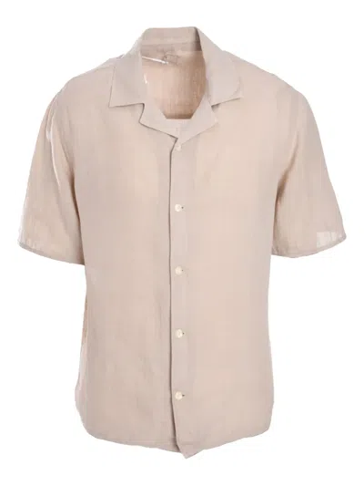 120% Lino Button-up Short-sleeve Shirt In 中性色