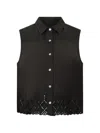 120% Lino Buttoned Openwork Shirt In Black