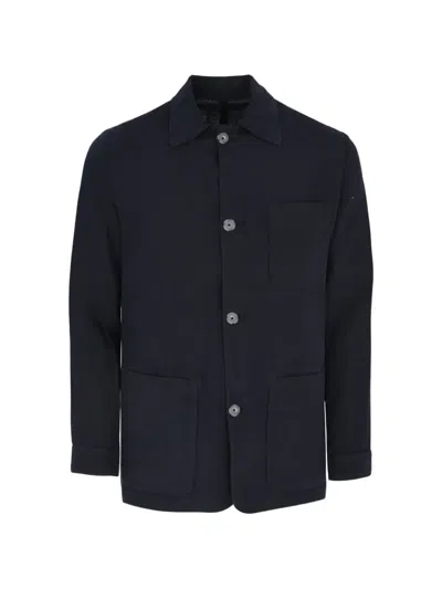 120% Lino Buttoned Pocket Jacket In Black
