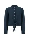 120% Lino Buttoned Shirt In Blue