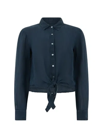 120% Lino Buttoned Shirt In Blue