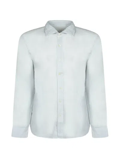 120% Lino Button-fastening Curved-hem Shirt In Blue