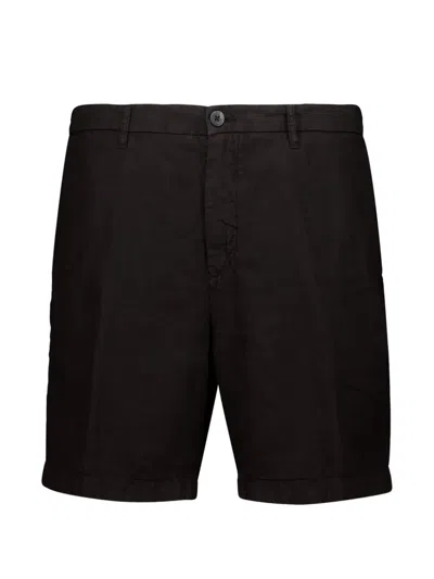 120% Lino Button-fastening Shorts In Black
