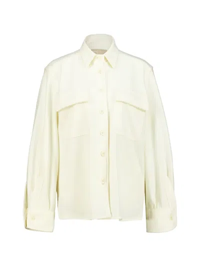 120% Lino Button-up Flap-pocket Shirt In Neutral