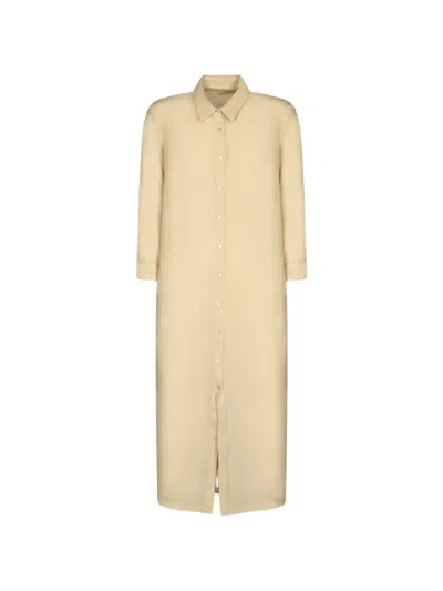 120% Lino Button-up Midi Shirt Dress In Animal Print
