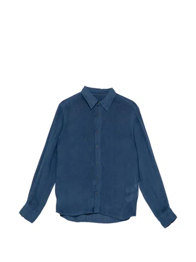 120% Lino Button-up Shirt In Orange