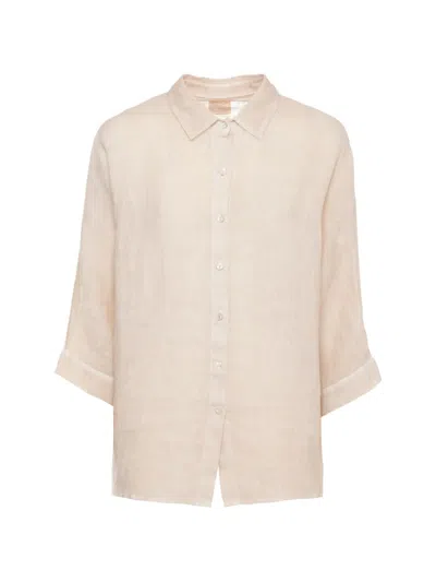 120% Lino Button-up Short-sleeve Shirt In Neutral