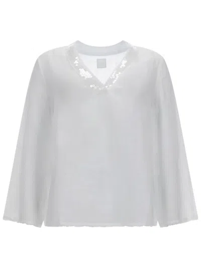 120% Lino Camicia Con Scollo A V In Neutral