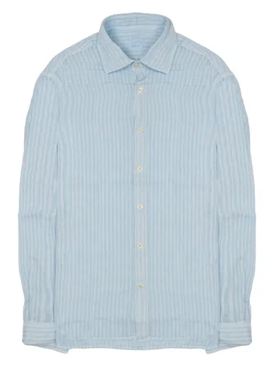 120% Lino Camicia In Lino In Blue