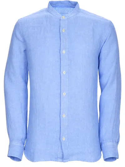 120% Lino Camicia In Lino In Blue