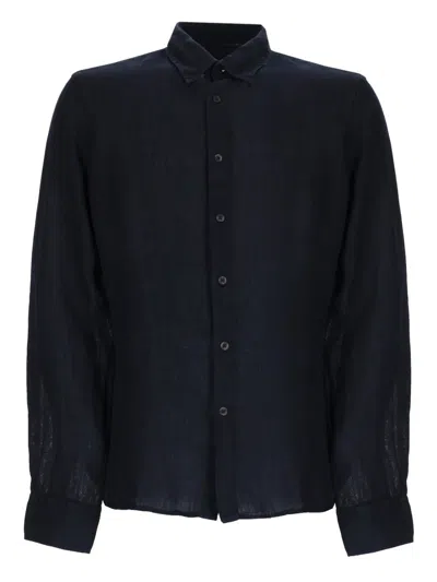 120% Lino Camicia In Lino In Black