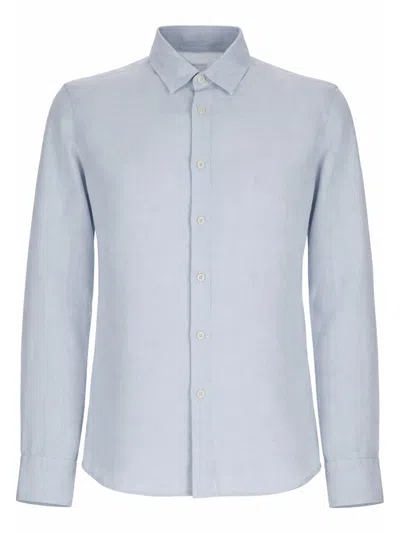 120% Lino Camicia In Lino In Blue