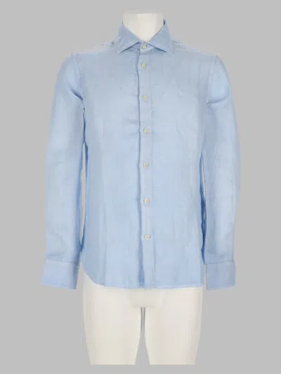 120% Lino Camicia In Lino In Blue