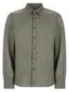 120% Lino Camicia In Lino In Green