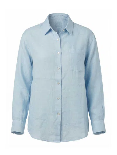 120% Lino Camisa - Azul
