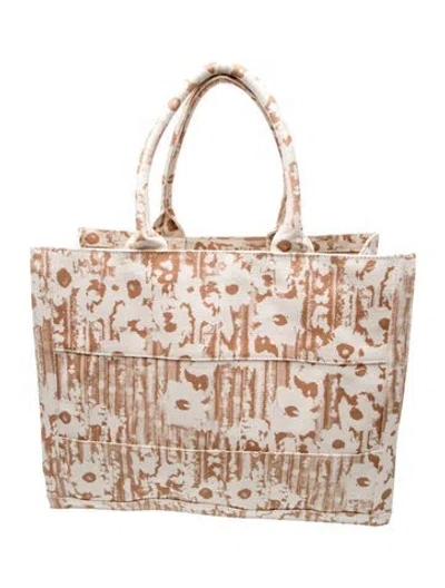 Pre-owned 120% Lino Canvas Tote In Neutrals