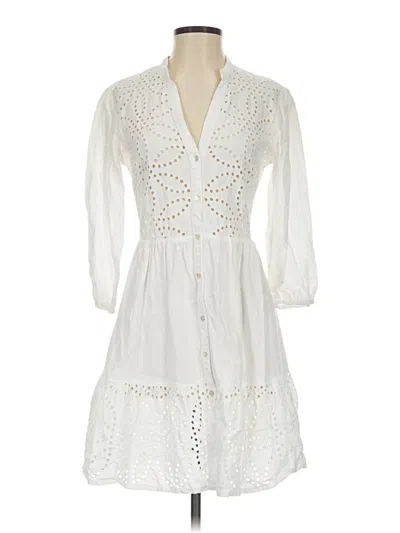 Pre-owned 120% Lino Casual Dress In White