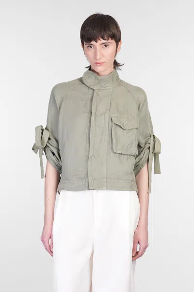 120% Lino Casual Jacket In Green Linen
