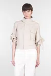120% Lino Casual Jacket In Taupe Linen