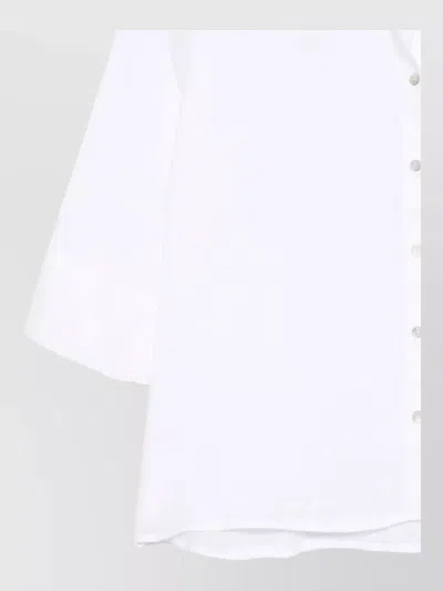 120% Lino Casual Shirt Relaxed Shape Three Quarter Sleeves In White