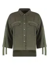 120% Lino Chest-pockets Linen Shirt In Green