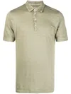 120% Lino Classic Collar Linen Polo Shirt In Green