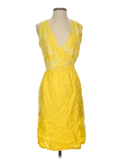 Pre-owned 120% Lino Cocktail Dress In Yellow