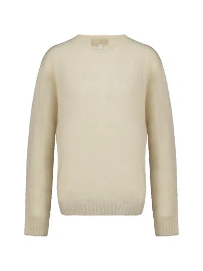 120% Lino Crew-neck Long-sleeve Sweater In Transparent
