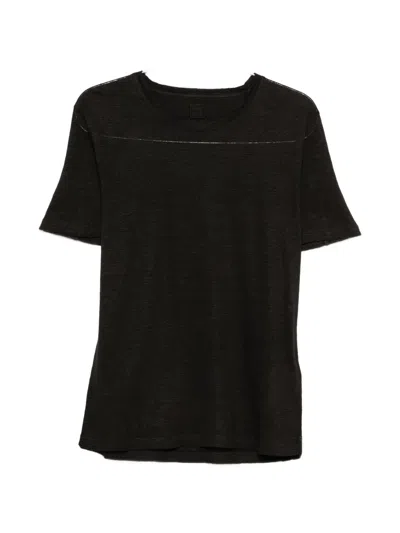 120% Lino Crew-neck T-shirt In Black