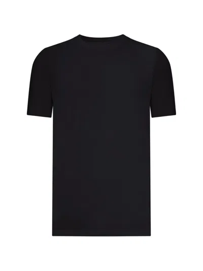 120% Lino Short-sleeved T-shirt In Linen And Cotton Blend In Black