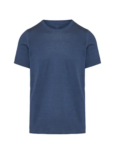 120% Lino Crew-neck T-shirt In Blau