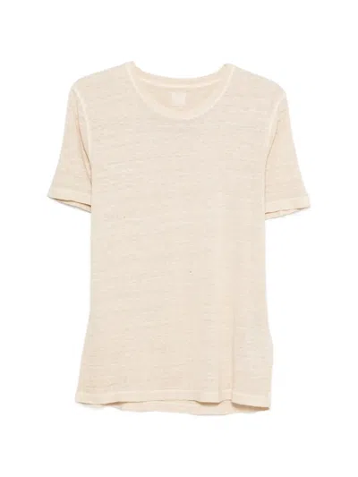 120% Lino Crew-neck T-shirt In Neutral