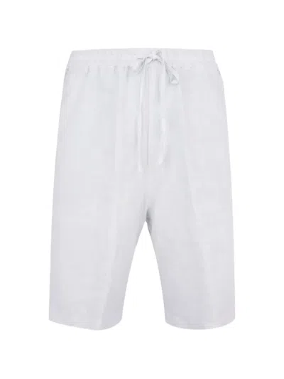 120% Lino Drawstring Bermuda Shorts In White