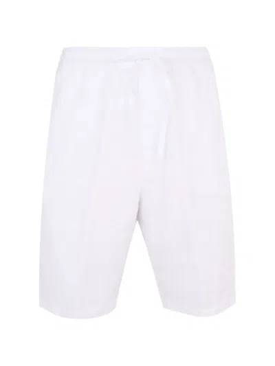 120% Lino Drawstring Bermuda Shorts In White