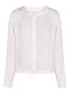 120% Lino Drawstring Linen Shirt In White