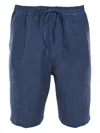 120% Lino Shorts In Blue Linen In Blue