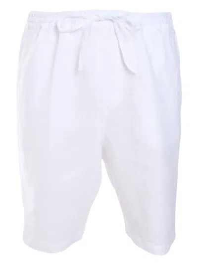 120% Lino Drawstring Linen Shorts In Weiss