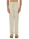 120% Lino Drawstring Pants In Ivory